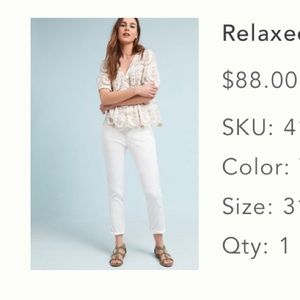 Anthropologie Relaxed Fit Embroidered Chinos